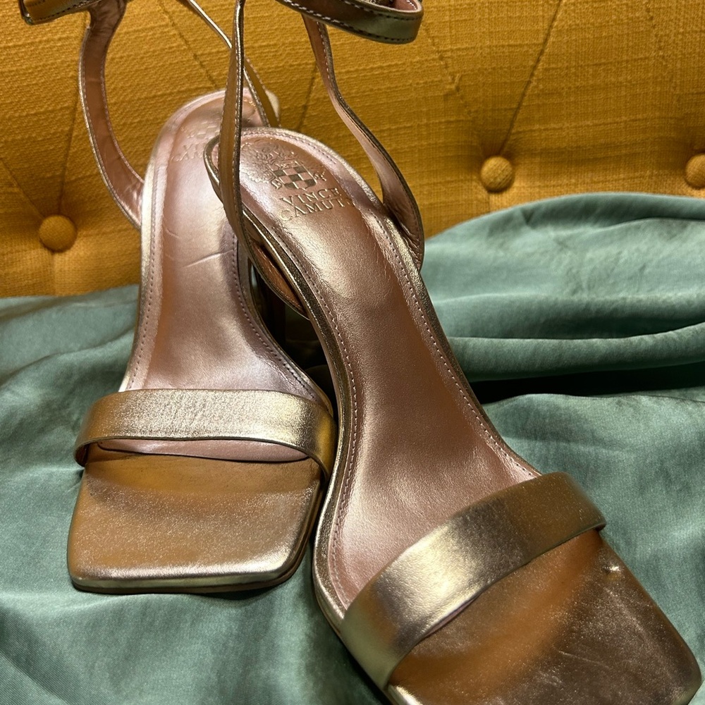 Vince Camuto Gold Heels Sleek Slingback Design